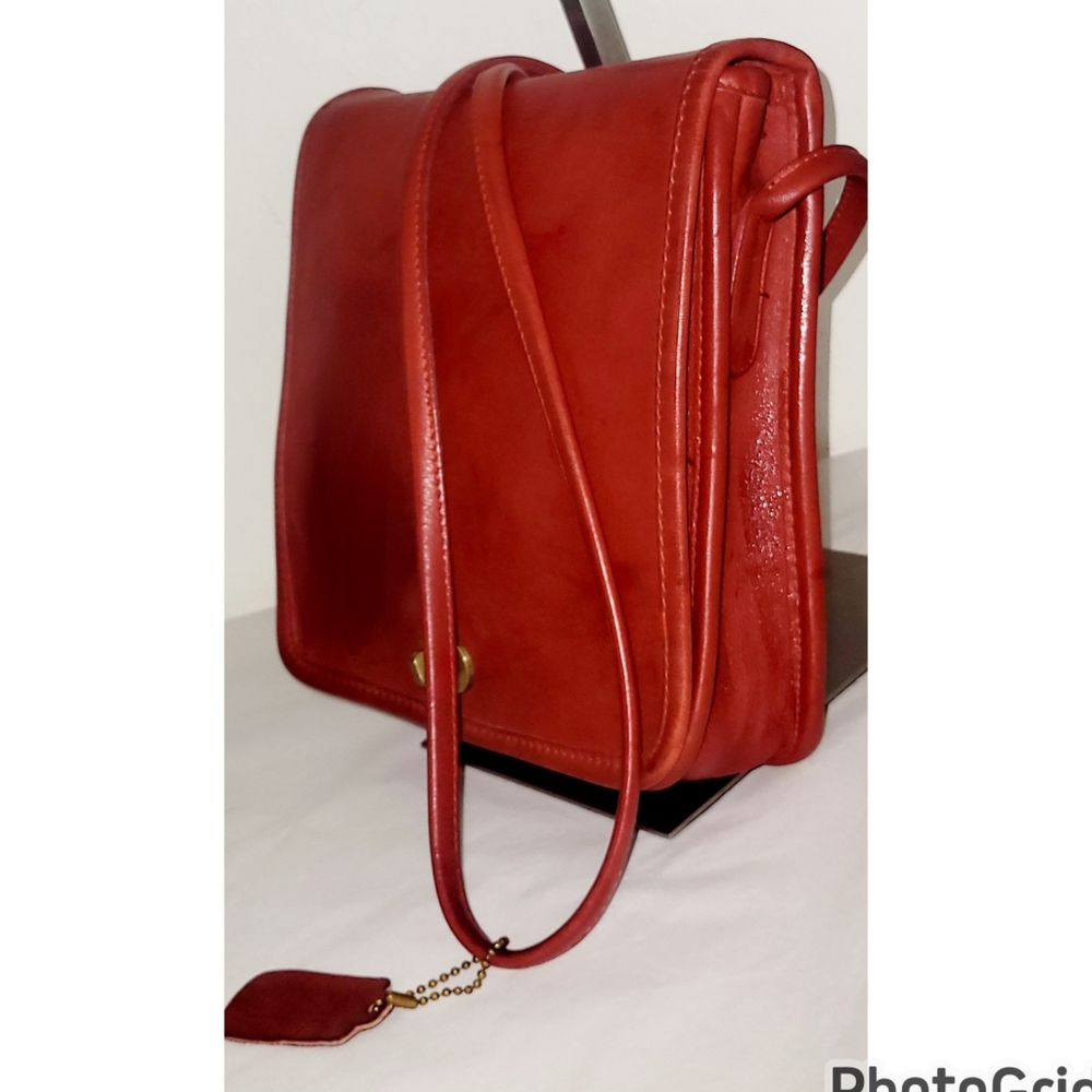 Coach Vintage Red Leather Companion Crossbody Bag Gem